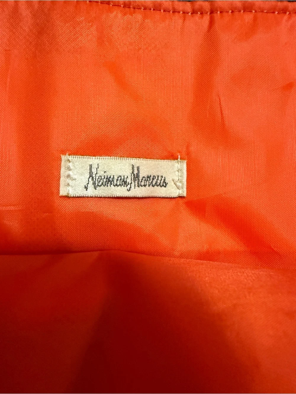 Orange Textured Tote Bag with Front Zip Pockets - Women